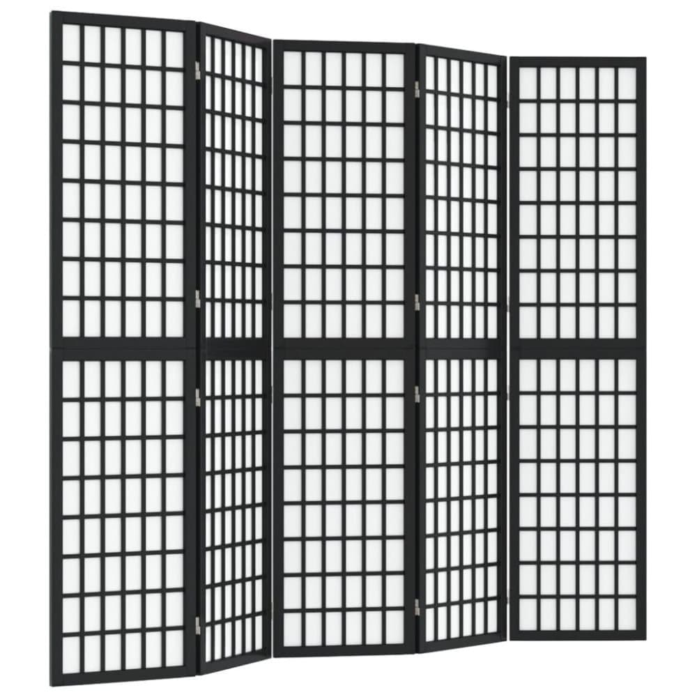 vidaXL Rumsavdelare med 5 paneler japansk stil 200x170 cm svart