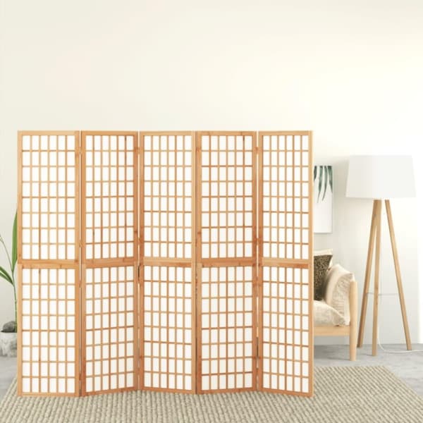 vidaXL Sammenleggbar romdeler 5 paneler japansk stil 200x170 cm svart