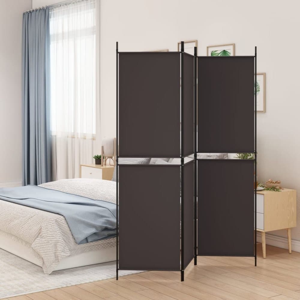 vidaXL Rumsavdelare 3 paneler brun 150x180 cm tyg