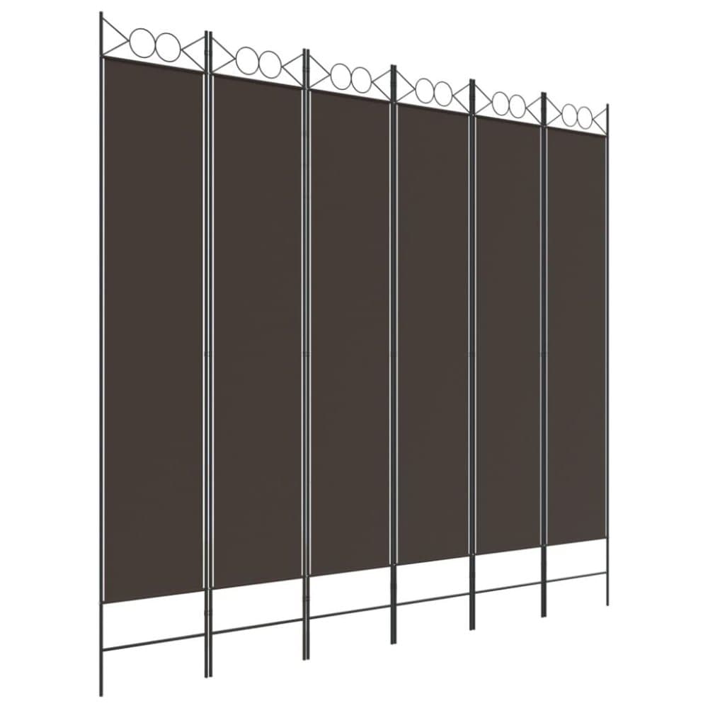 vidaXL Rumsavdelare 6 paneler brun 240x220 cm tyg