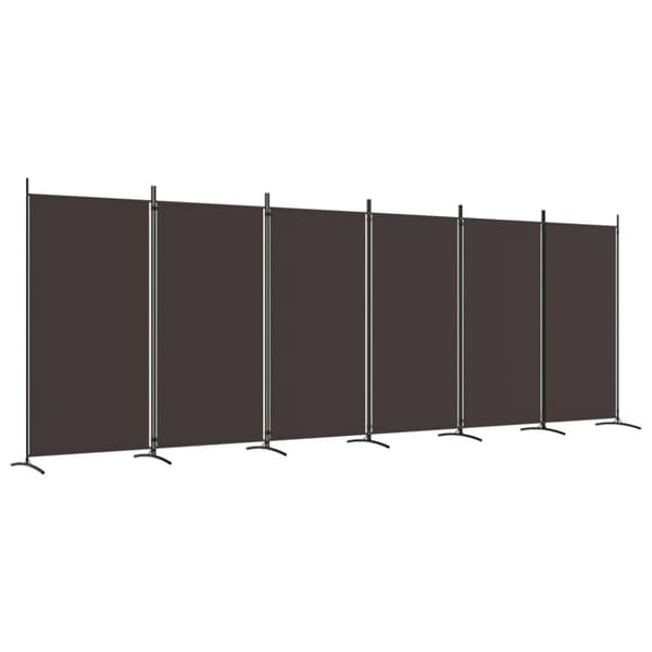 vidaXL Romdeler med 6 paneler brun 520x180 cm stoff