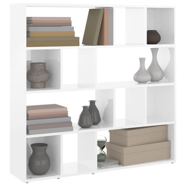 vidaXL bogreol/rumdeler 105x24x102 cm spånplade hvid højglans