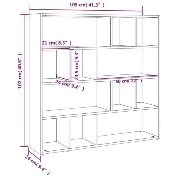 vidaXL bogreol/rumdeler 105x24x102 cm sonoma-eg
