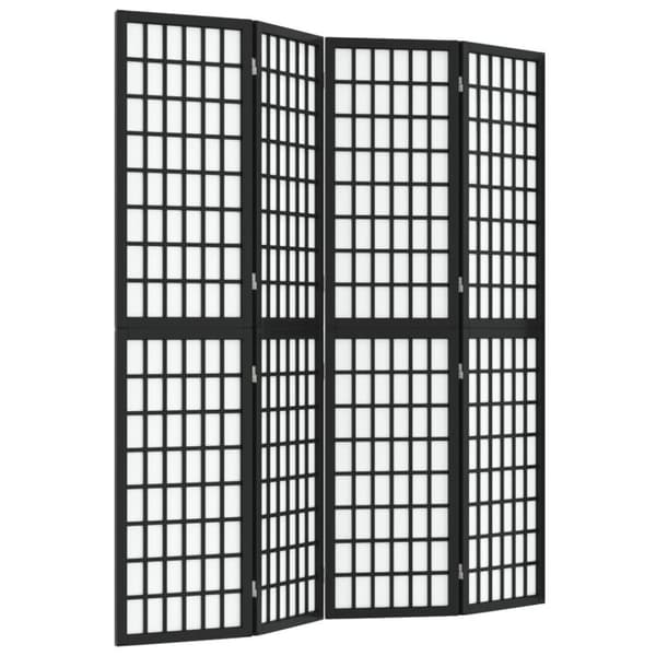 vidaXL 4-panels rumdeler 160x170 cm foldbar japansk stil sort