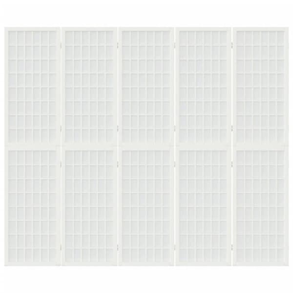 vidaXL Tilanjakaja 5 paneelia japanilaistyylinen 200x170cm valkoinen