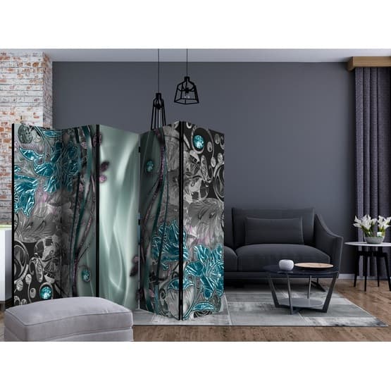 Rumsavdelare - Floral Curtain (Turquoise) II - 5 Delar