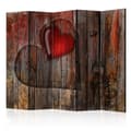 Miniatyrbild 1 av 4: Rumsavdelare - Heart On Wooden Background II - 5 Delar