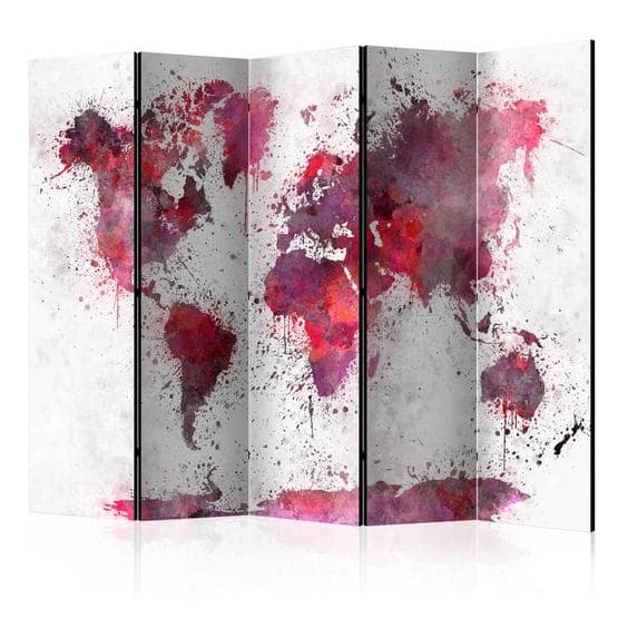 Rumsavdelare - World Map: Red Watercolors II - 5 Delar