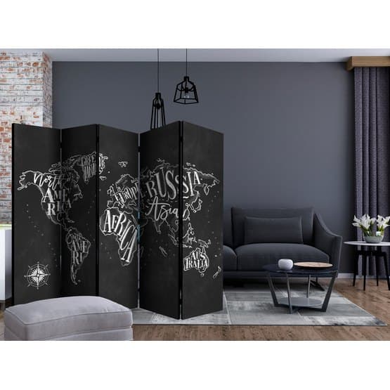Rumsavdelare - Retro Continents (Black) II - 5 Delar