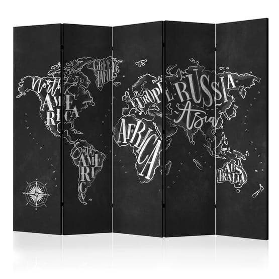 Rumsavdelare - Retro Continents (Black) II - 5 Delar