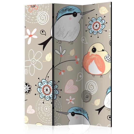 Rumsavdelare - Natural Pattern With Birds - 3 Delar