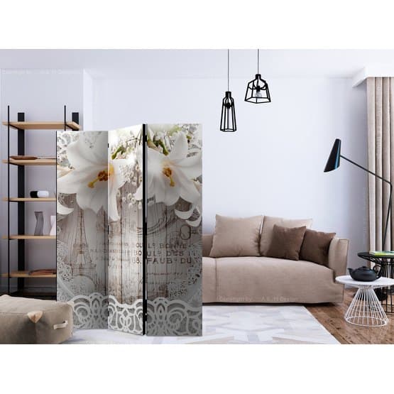 Rumsavdelare - Lilies And Quilted Background - 3 Delar