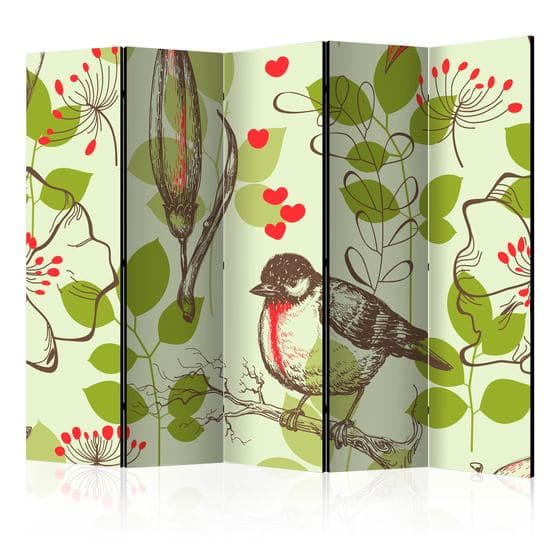 Rumsavdelare - Bird And Lilies Vintage Pattern II - 5 Delar