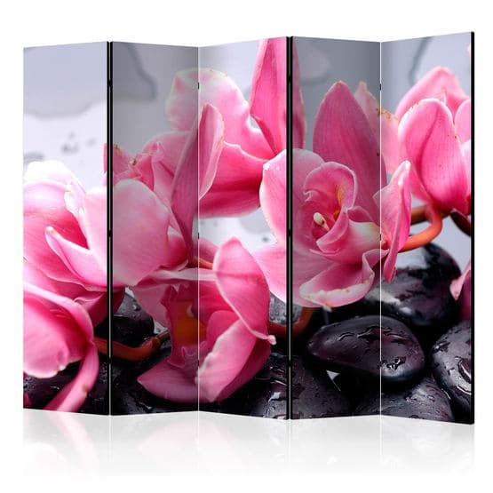 Rumsavdelare - Orchid Flowers With Zen Stones II - 5 Delar