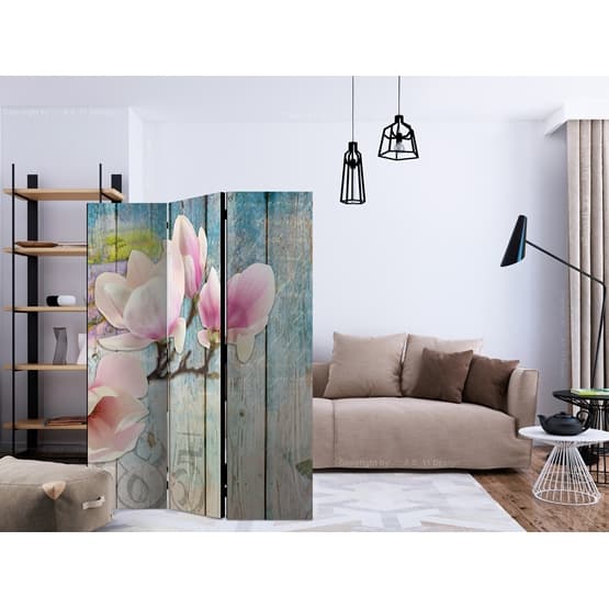 Rumsavdelare - Pink Flowers On Wood - 3 Delar