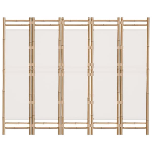 vidaXL 5-panels rumdeler 200 cm foldbar bambus og kanvas