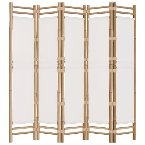 vidaXL 5-panels rumdeler 200 cm foldbar bambus og kanvas