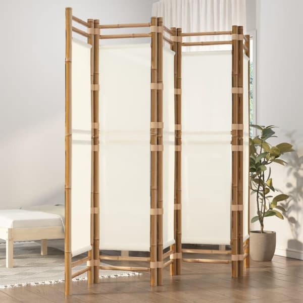 vidaXL 5-panels rumdeler 200 cm foldbar bambus og kanvas