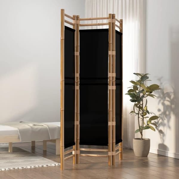 vidaXL 3-panels rumdeler 120 cm foldbar bambus og kanvas