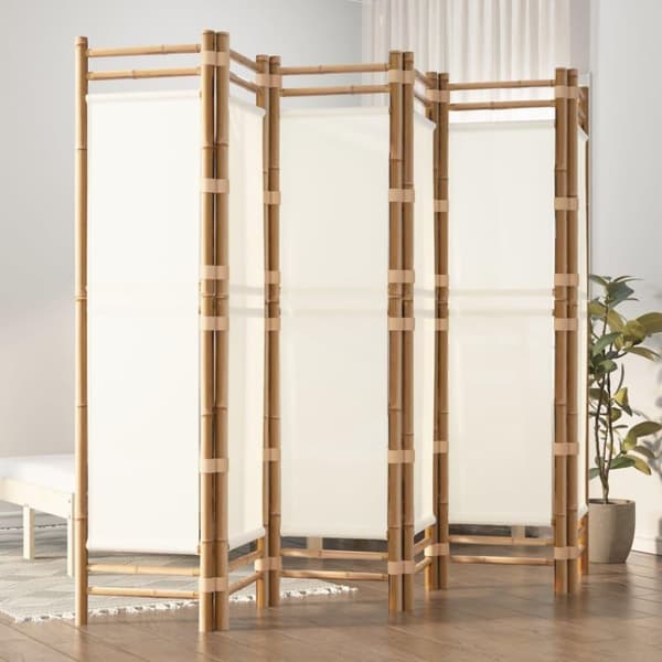 vidaXL 6-panels rumdeler 240 cm foldbar bambus og kanvas