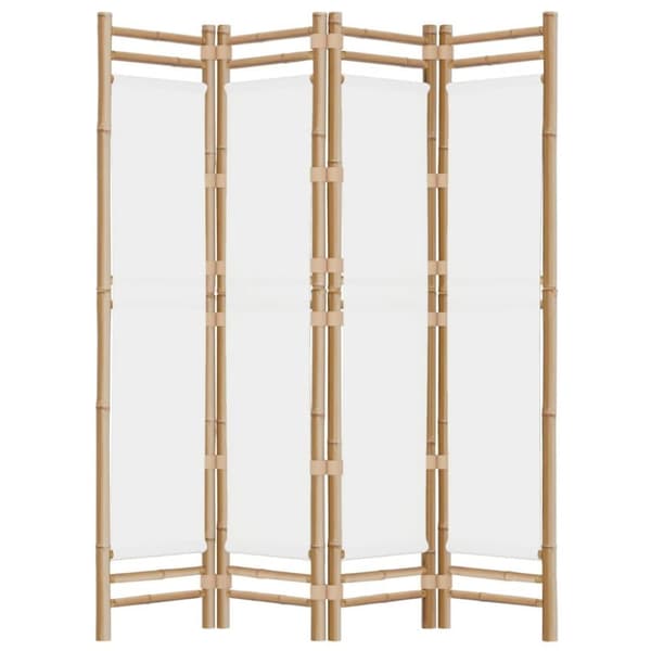 vidaXL 4-panels rumdeler 160 cm foldbar bambus og kanvas
