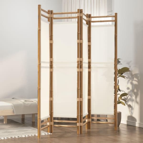 vidaXL 4-panels rumdeler 160 cm foldbar bambus og kanvas