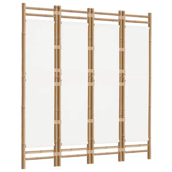 vidaXL 4-panels rumdeler 160 cm foldbar bambus og kanvas