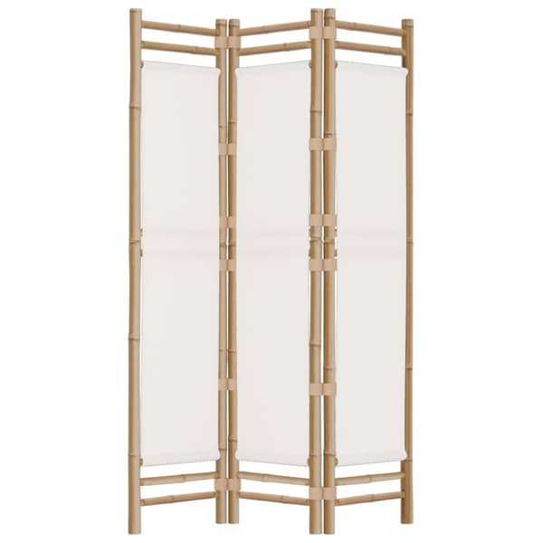 vidaXL Kokoontaitettava tilanjakaja 3 paneelia 120 cm bambu ja kangas