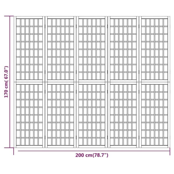 vidaXL 5-panels rumdeler 200x170 cm foldbar japansk stil