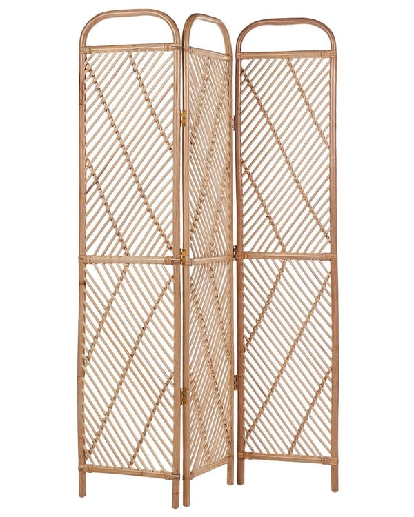 Tilanjakaja luonnonväri 106 x 180 cm rottinki 3 paneelia kokoontaitettava boho-tyyli