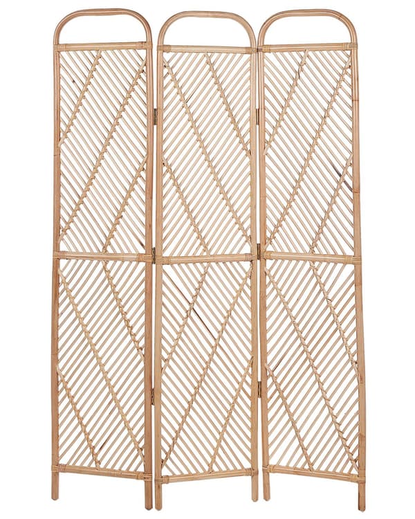 Tilanjakaja luonnonväri 106 x 180 cm rottinki 3 paneelia kokoontaitettava boho-tyyli
