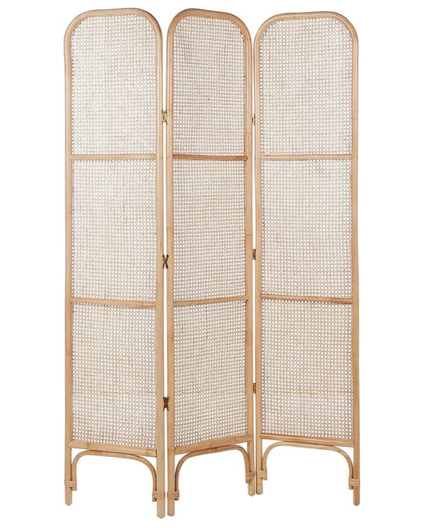 3-panel naturlig rattan rumskærm med rattan mesh folde dekorative