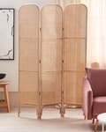 Miniatyrbillede 2 af 10: 3-panel naturlig rattan rumskærm med rattan mesh folde dekorative