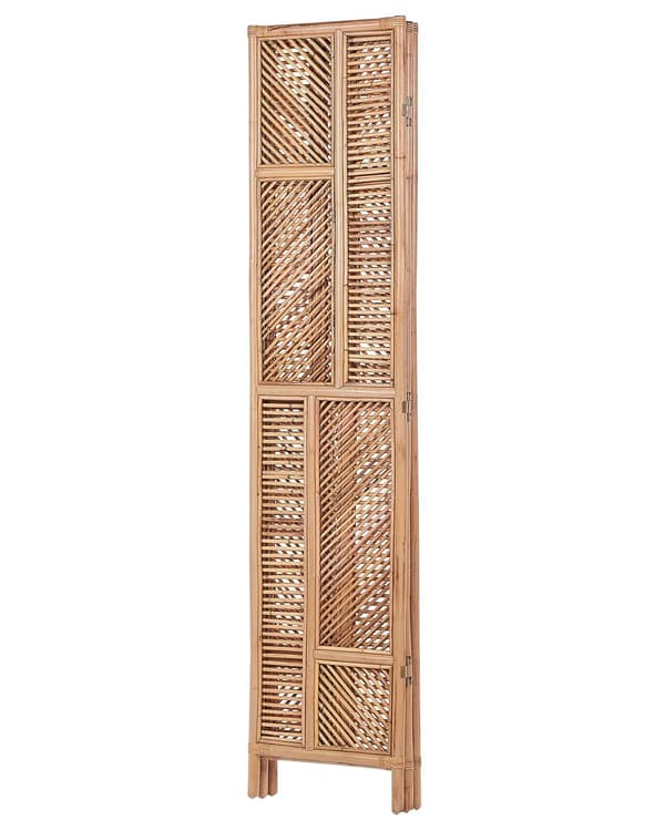 Rumdeler Naturlig Rattan Ramme 3 paneler Foldbar dekorativ fletskærm Skillevæg