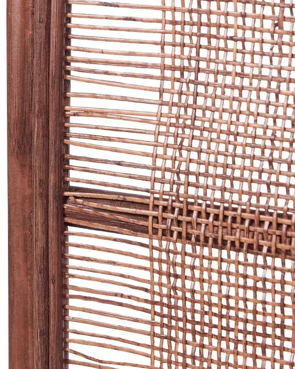 Rumdeler mørk rattan ramme 3 paneler foldbar dekorativ flettet skærmvæg
