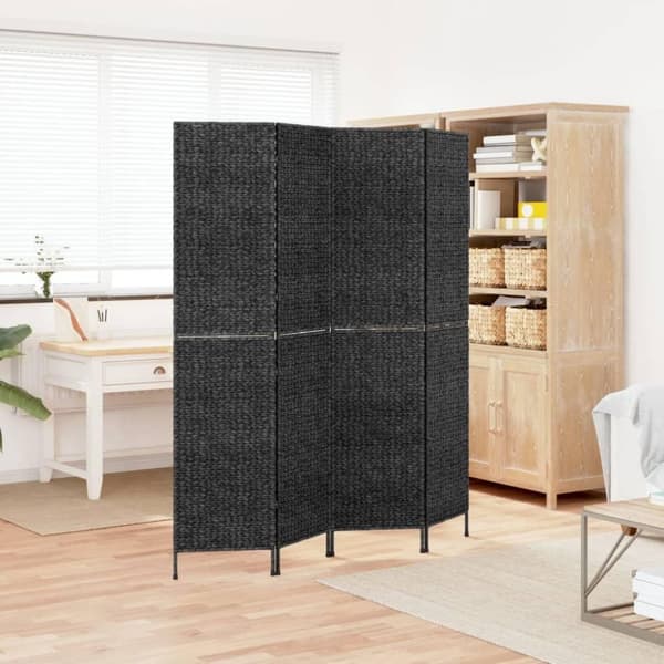 vidaXL rumdeler med 4 paneler 163x180 cm vandhyacint sort