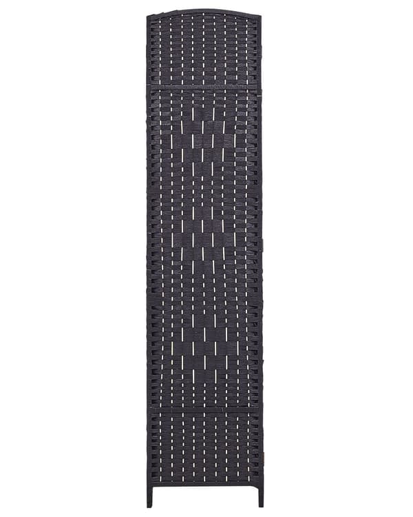 4-panels rumskærm sort papirvævning poppeltræ folde dekorativ til stue traditionelt design