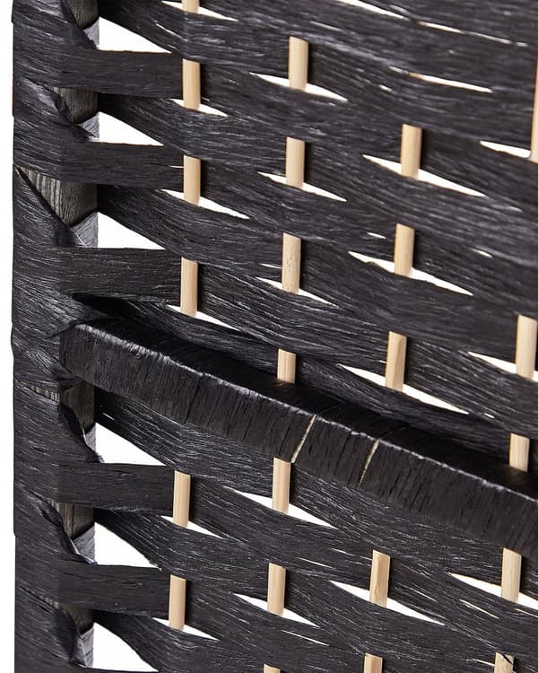 4-panels rumskærm sort papirvævning poppeltræ folde dekorativ til stue traditionelt design