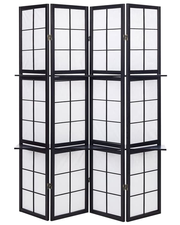 Tilanjakaja musta 120 x 170 cm mänty MDF-levy polypropeeni kokoontaitettava 4 paneelia moderni
