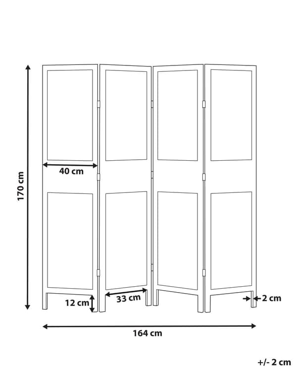 Tilanjakaja vaalea puu ruskea 164 x 170 cm keisaripuu vaneri kokoontaitettava 4 paneelia perinteinen