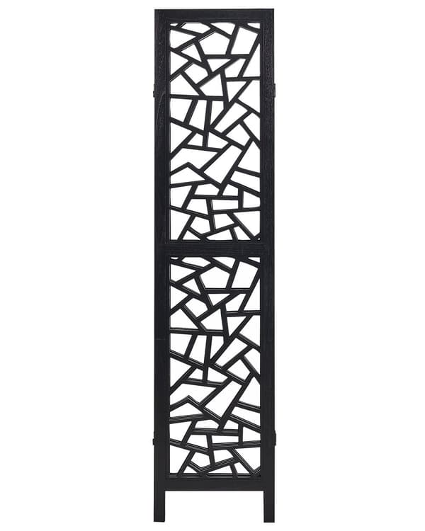 Tilanjakaja musta 163 x 170 cm keisaripuu MDF-levy 4 paneelia kokoontaitettava moderni perinteinen