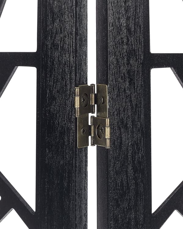 Tilanjakaja musta 163 x 170 cm keisaripuu MDF-levy 4 paneelia kokoontaitettava moderni perinteinen