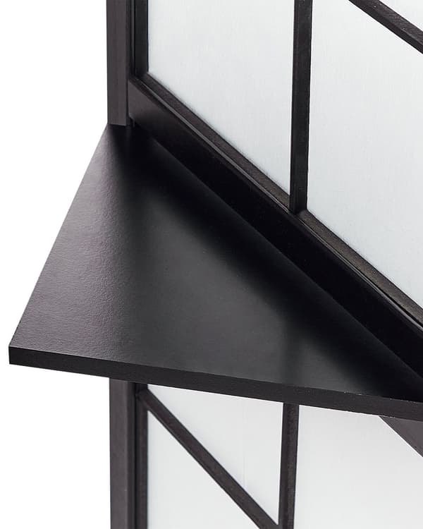 4-panels rumskærm sort fyrretræ syntetisk materiale foldbar dekorativ til stuen traditionelt design