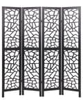 Miniatyrbild 5 av 10: Rumsavdelare Svart Paulownia Trä MDF 4 Paneler Fällbar Dekorativ Skärm Partition Vardagsrum Sovrum Traditionell Modern Design