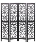 Miniatyrbild 1 av 10: Rumsavdelare Svart Paulownia Trä MDF 4 Paneler Fällbar Dekorativ Skärm Partition Vardagsrum Sovrum Traditionell Modern Design
