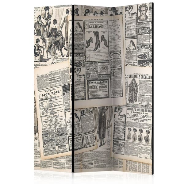 Rumsavdelare / Skärmvägg - Vintage Newspapers 135x172
