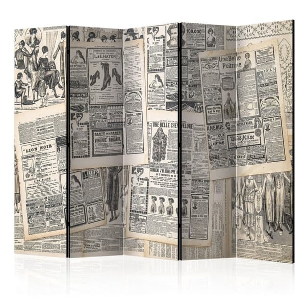 Rumsavdelare / Skärmvägg - Vintage Newspapers II