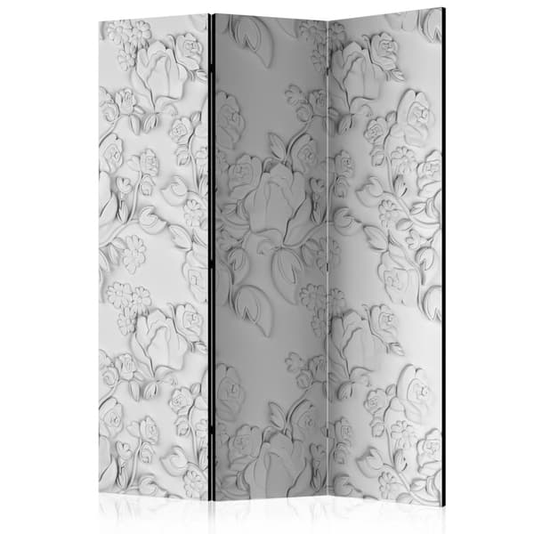 Rumsavdelare / Skärmvägg - White ornament: roses 135x172