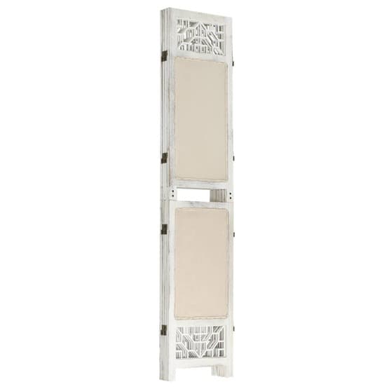 338559 4-Panel Room Divider Cream 140X165 Cm Fabric