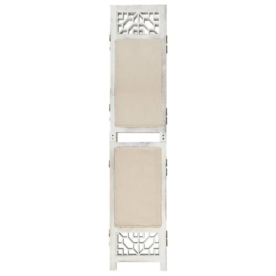 338559 4-Panel Room Divider Cream 140X165 Cm Fabric